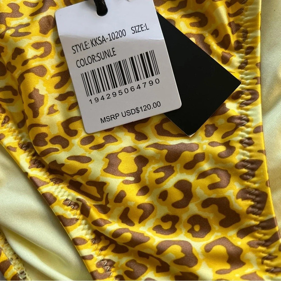 Kendall & Kyle Golden Leopard Print Bikini Size L - Picture 10 of 11